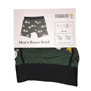 Peanuts Snoopy Woodstock Mens Boxer Briefs Green Size Large L 36-38 New